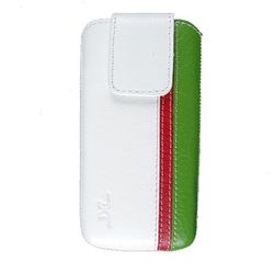 DC Trambolin Montone Case beschermhoes voor Apple iPhone 5 wit/rood/groen garen