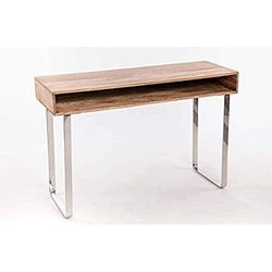 Consola, Madera y Acero Moderno, Natural Plata, 120 x 41 x 80