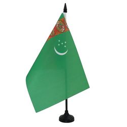 BANDIERA DA TAVOLO TURKMENISTAN 21x14cm - PICCOLA BANDIERINA TURKMENA 14 x 21 cm - AZ FLAG