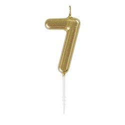 Mini Metallic Gold Number 7 Pick Birthday Candle (3cm x 11cm) - Elegant and Dazzling Party Decoration - Perfect for Birthday/Anniversary Events - 1 Pc