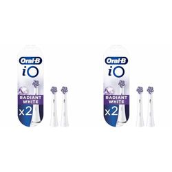 Oral-B iO Radiant White Testine Spazzolino Elettrico, Confezione da 4 Testine di Ricambio, Pulizia Sbiancante e Lucidante, Progettate per gli Spazzolini iO