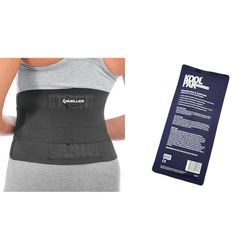 Mueller 4581 Back Support Lumbar Brace Adjustable with Koolpak Premium Reusable Ice Pack
