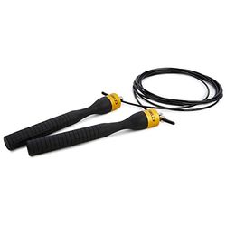 SKLZ Speed Jump Rope, Zwart - Comfortabele Ergonomische Handvat, Gladde Kogellagers, Duurzame Klittenvrije Klittenband, 304 cm Verstelbaar Gecoat Touw, 15 cm Lichtgewicht Met Rubber Beklede Handgrepen