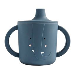 Trixie - Mrs Elephant Silicone Sippy Cup - 4m+ - 100% Food Grade Silicone - Blue