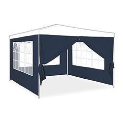 relaxdays Paroi latérale pour tonnelle, Lot de 4, 2x3 m, Panneaux latéraux avec fenêtres et Fermeture éclair, Bleu