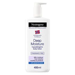 Neutrogena Formula Norvegese Deep Moisture Crema Corpo Fluida Ipoallergenica, Crema idratante corpo con Glicerina e senza profumo, Crema corpo idratante pelle secca e sensibile, 400 ml