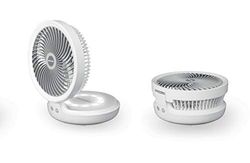 Macom Enjoy & Relax 990 Compact Ventilateur de Table sans Fil Rechargeable USB, diamètre 19 cm, Blanc