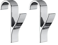 Wenko Gancio per radiatore rotondo, pratico set da 2, gancio per asciugamani, appendere in modo flessibile, per tutti i radiatori standard, in plastica, ciascuno 2,5x10,5x7cm, cromo (Confezione da 2)