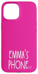 Emma's Phone Emma Nom personnalisé Blanc Rose Coque pour iPhone 15