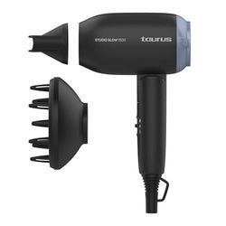 Taurus - Asciugacapelli da Viaggio Studio Glow 1500 | Bivoltaggio | 1400W | Pieghevole | 2 Velocità | 2 Temperature | Molto Leggero e Compatto