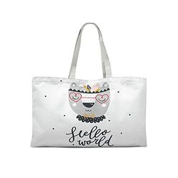 Bonamaison Bolso De Mano Impreso, 100% Algodón, Bolso de la Compra Reutilizable, Bolso De Compras, Ecológico, Plegable, Bolso de Tela de Lona con Asas, 47x42 Cm - Diseñado y Fabricado en Turquía