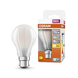 OSRAM LED Star lampada LED a filamento smerigliato, base B22d, bianco caldo (2700K), forma della lampadina, set di sostituzione per lampadine convenzionali da 75W, confezione da 1