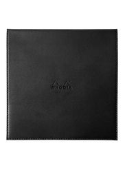 RHODIA 118319C - Clipboard Case + Stapled Notepad No. 210 Black - 21x21 cm - Small Squares - 80 Detachable Sheets - White Clairefontaine Paper 80 g/m - Pencil Holder - Faux Leather