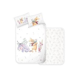 Disney Home Winnie The Pooh Juego de Ropa de Cama para bebé, 100 x 135 cm, Funda de Almohada de 40 x 60 cm, diseño de Oso Pooh y lechón, Ropa de Cama Infantil, Muy Suave, 100% algodón, 2 Piezas