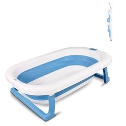 Mobiclinic® kids, Opvouwbaar babybadje, Bubba, Antislip interieur, Gemakkelijk mee te nemen, Hangende handgreep, Inclusief afvoerbuis, Voetjes, Veilig, Kleur blauw