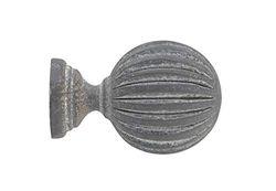 Charme Bois Ceruse | Ø28 | 1 Embout Sphère Plissée | Gris Cérusé