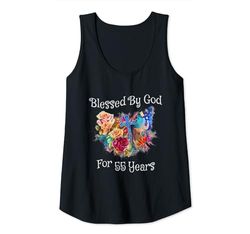 Mujer Mujeres Feliz Cumpleaños 55 Bendecidas Por Dios Para 55 Años Camiseta sin Mangas