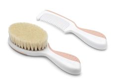 Nuvita 1137 Ensemble Peigne et Brosse en Poils Naturels de Laine - Ensemble de Soin des Cheveux - English Rose