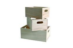 Artemio - Cajas escalares de madera de 3 piezas, beige