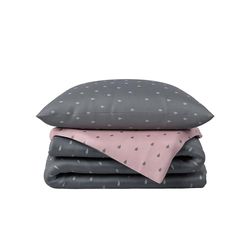 Hibboux Drops Duvet Cover Set 135 x 200 cm Grey/Pink