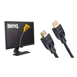 BenQ GL2480 - Monitor Gaming de 24" FullHD (1920x1080, 1ms, 75Hz, HDMI, DVI-D, VGA & Amazon Basics - Cable HDMI 4K de 0,9 m, Alta Velocidad de 18 Gbps con Ethernet, 4K@60 Hz, 2160p