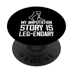 Mi historia de amputación es la pierna endaria prótesis ampuMotive PopSockets PopGrip Adhesivo