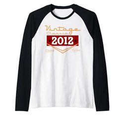 Decoraciones vintage de cumpleaños número 12, vintage 2012 cumpleaños Camiseta Manga Raglan