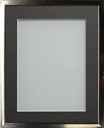Frame Company Drayton Range Chrome Effect Photo Frame with Grey Mount, 10x8 for image size 7x5 inch