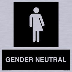 Non-gender specific in black panel Sign - 200x200mm - S20