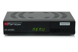 Opticum AX 360 Freenet TV Irdeto DVB-T2 HD H.265/HEVC mottagare svart