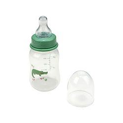 Zachte babyfles, smalle hals en speen met variabele doorstroming, siliconen, 125 ml, krokodil savanne