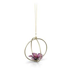 Swarovski Garden Tales Decorazione Sfera Ibisco Grande, Oggetto Decorativo con CristalliSwarovski e Metallo Rifinito in Tonalità Oro, Viola