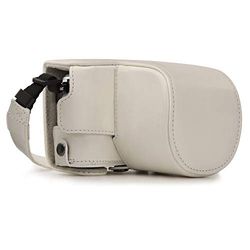 MegaGear Ever Ready - Capa para Olympus Pen E-PL10, E-PL9 (14-42 mm, de couro, com correia) cor branca