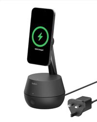 Belkin Auto-Tracking Stand Pro with DockKit, MagSafe Compatible 15W Wireless Charging, 360-Degree Tracking, and iOS Integration for iPhone 15, 14, 13, 12 Series, & More, 5ft AC Plug Included - Black