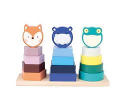 MILAN-S8428912 Tower Juguete Educativo de Madera, Torres apilables 'Animal Towers', Multicolor, A Partir 12 Meses (FACTIS, S.A. 660515)