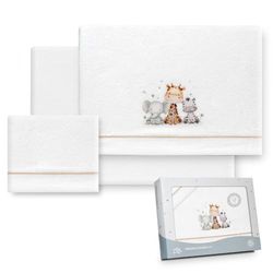 Interbaby Parure de lit d'hiver pour Poussette 40 x 80 cm, Motif Girafe éléphant, avec Drap-Housse, Drap Plat et taie d'oreiller