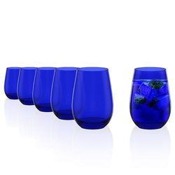 Stölzle Lausitz Caneca de elementos, 465 ml, 6º conjunto óculos, adequado para máquina de lavar louça, recipiente colorido bebida, azul cobre, Ml 465