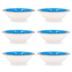 Quid Set van 6 soepkommen van aardewerk, soepborden 18 cm, blauw, standaard