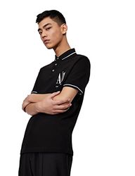 Armani Exchange Maxi Embroidered Logo, Regular Fit Polo, Nero, L Uomo