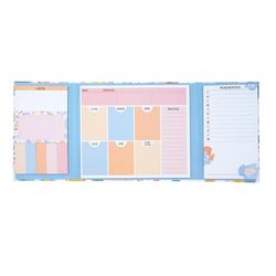 Campus – Planning settimanale con note adesive, organizer settimanale con spazio di scrittura, planner da scrivania, tonalità pastello e natura, include 1 planning e 8 tipi di note (fiori)