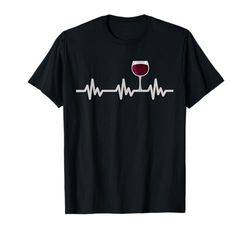 Bicchiere di vino rosso battito cardiaco amante del vino Maglietta