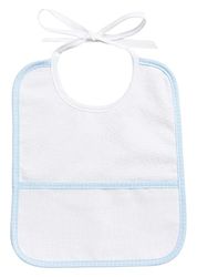 Filet - Babero Impermeable, Esponja Laminada Blanca con Bolsillo de Tela Aida para Bordar, Protege de Papilla, Regurgitación y Salivación, 100% Made in Italy, Color Cielo