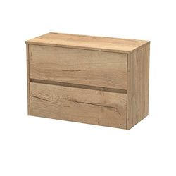 Hudson Reed HAV806W Havana Modern Bathroom Wall Hung 2 Drawer Countertop Unit & Colour Worktop, 800mm, Woodgrain Autumn Oak