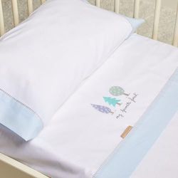 Burrito Blanco | Sábanas coralina Cuna Bordadas 913 Azul | para Maxicuna de 70 cm (+ Medidas Disponibles) | Sábanas bebé