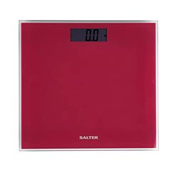 Salter 9037 PK3RREU16 Badvåg i glas, tunn, 180 kg, lättläst LCD-skärm, omedelbar viktvisning, fitness, batterier ingår, 15 års garanti, rosa