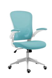 OFFICER PRODUCTS Chios krzesło biurowe z regulowanymi podłokietnikami, ergonomiczne krzesło do biurka z siatką/podparcie lędźwiowe/krzesło obrotowe 360°, kolor turkusowy/krzesło biurowe