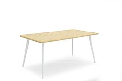 Domus Stile Leonardo Tavolo Rettangolare, Struttura Acciaio + Piano in Alluminio, Bianco, 160 x 90 x 75 cm
