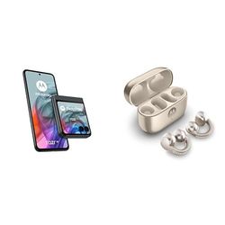Moto Razr50 Koala Grey and Moto buds loop w/crystals by Swarovski