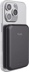 Trust Mobile Magno Batería Externa Carga Rapida 5000mAh, Cargador Inalámbrico MagSafe, Power Bank Ultrafino Sostenible, Carga USB-C, Cargador iPhone 12 o Modelos Superiores - Negro