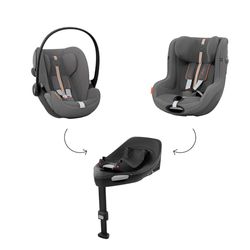 CYBEX Cloud G i-Size y CYBEX Sirona G i-Size incluido CYBEX Base ISOFIX, Base G, Lava Grey Plus